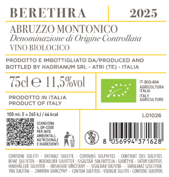 Berethra Abruzzo Montonico DOC 2025