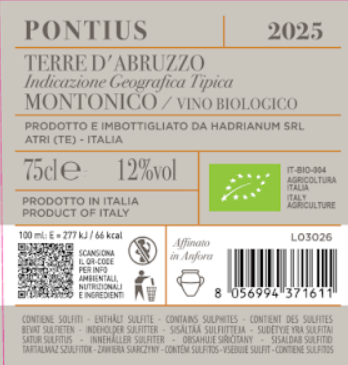 Pontius Montonico Terre d’ Abruzzo  IGT 2025