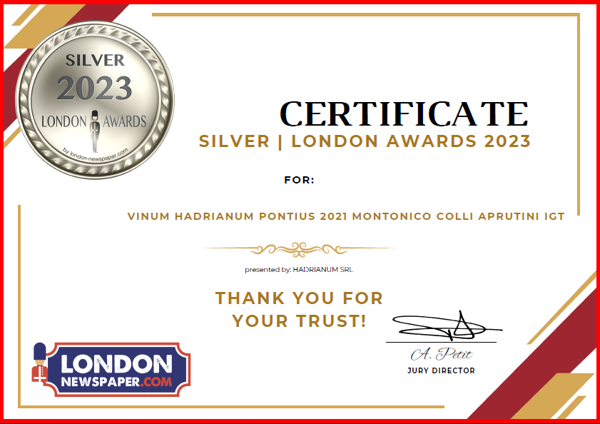 Vinum Hadrianum recently won 3 Awards at the London Awards 2023, including two gold awards and one silver award, for their Vinum Hadrianum Maximo 2019 Montepulciano d’Abruzzo DOCG Colline Teramane, Vinum Hadrianum Aelio 2021 Trebbiano Colli Aprutini IGT, and Vinum Hadrianum Pontius 2021 Montonico Colli Aprutini IGT. This is a testament to the exceptional quality of their wines and the value they can bring to buyers.